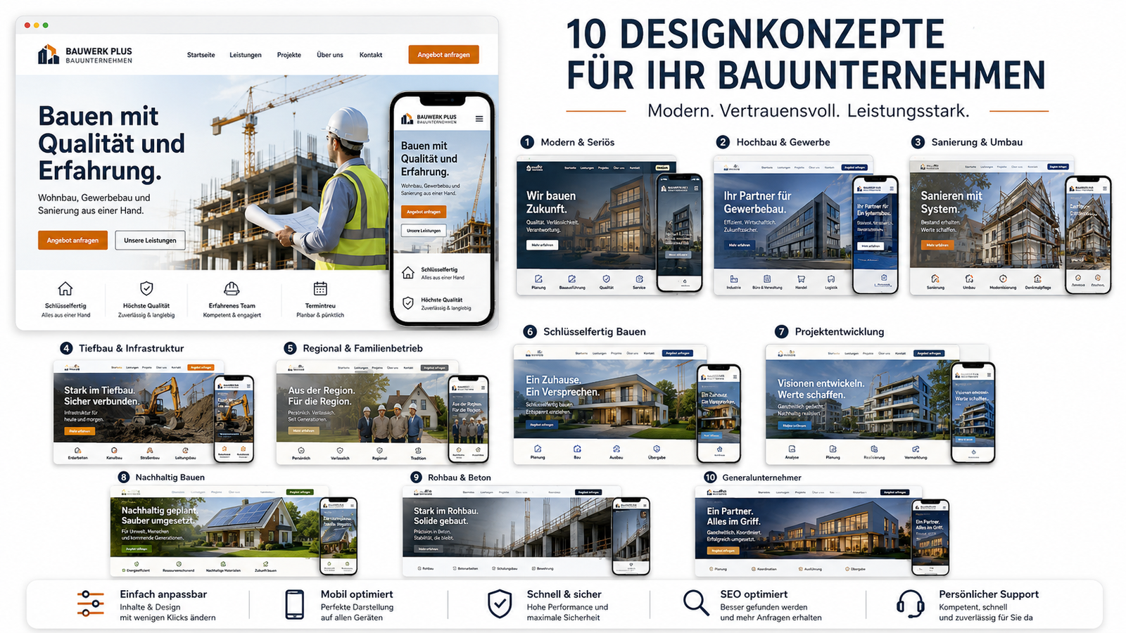 Beispiel-Webseite Bauunternehmen - Hirschberg.Group Webdesign