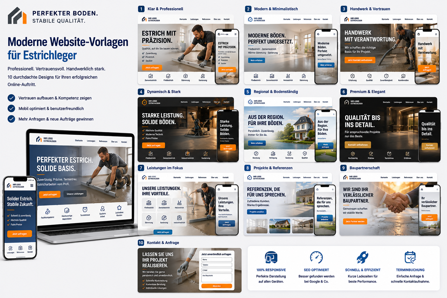 Beispiel-Webseite Estrichleger - Hirschberg.Group Webdesign