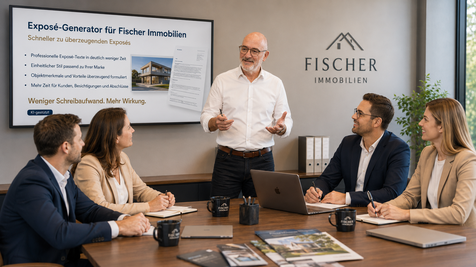 Michael Hanßen führt KI-Workshop in einer Maklerbüro durch